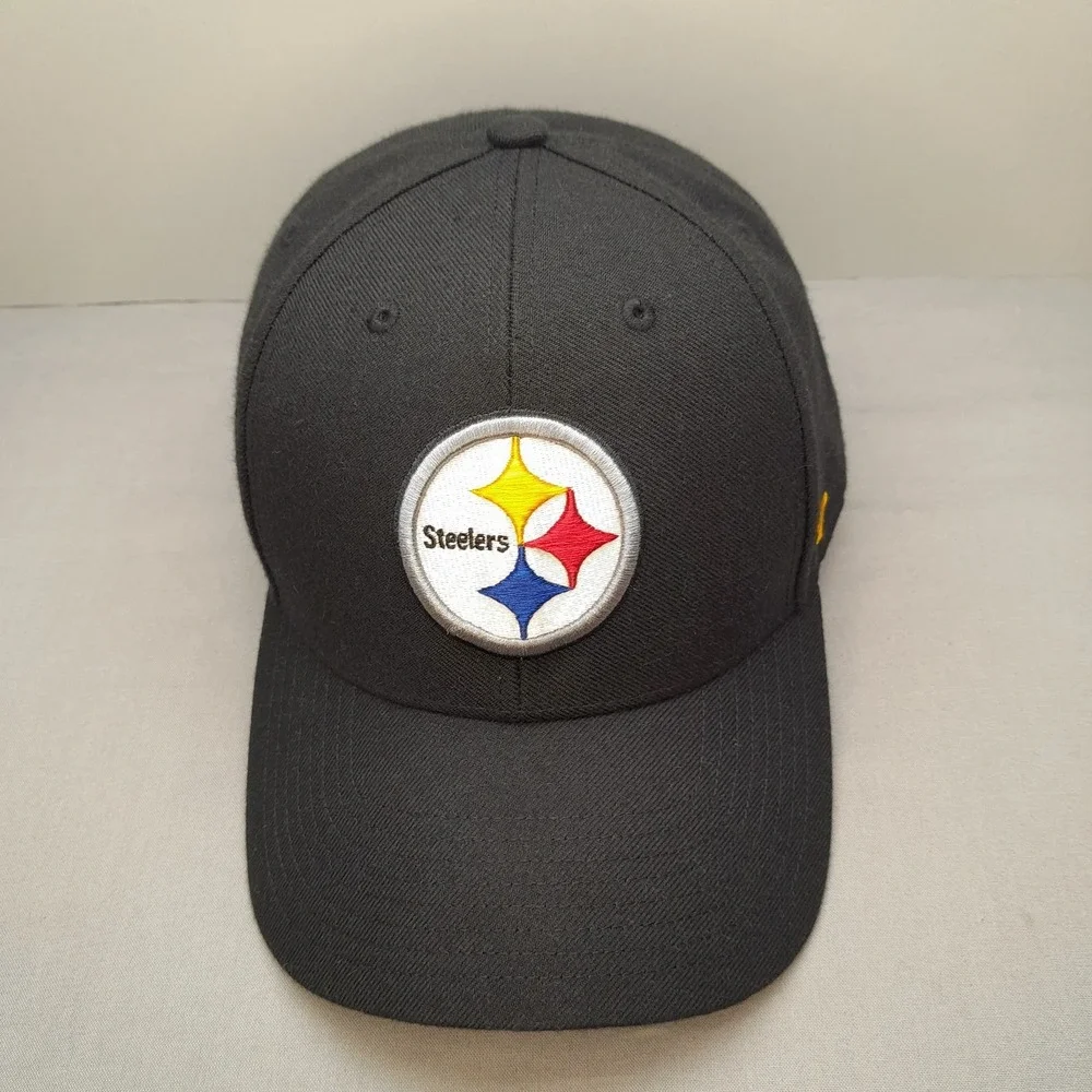 '47 Pittsburgh Steelers NFL Black Strapback Hat Curved Brim Logo Cap OSFM